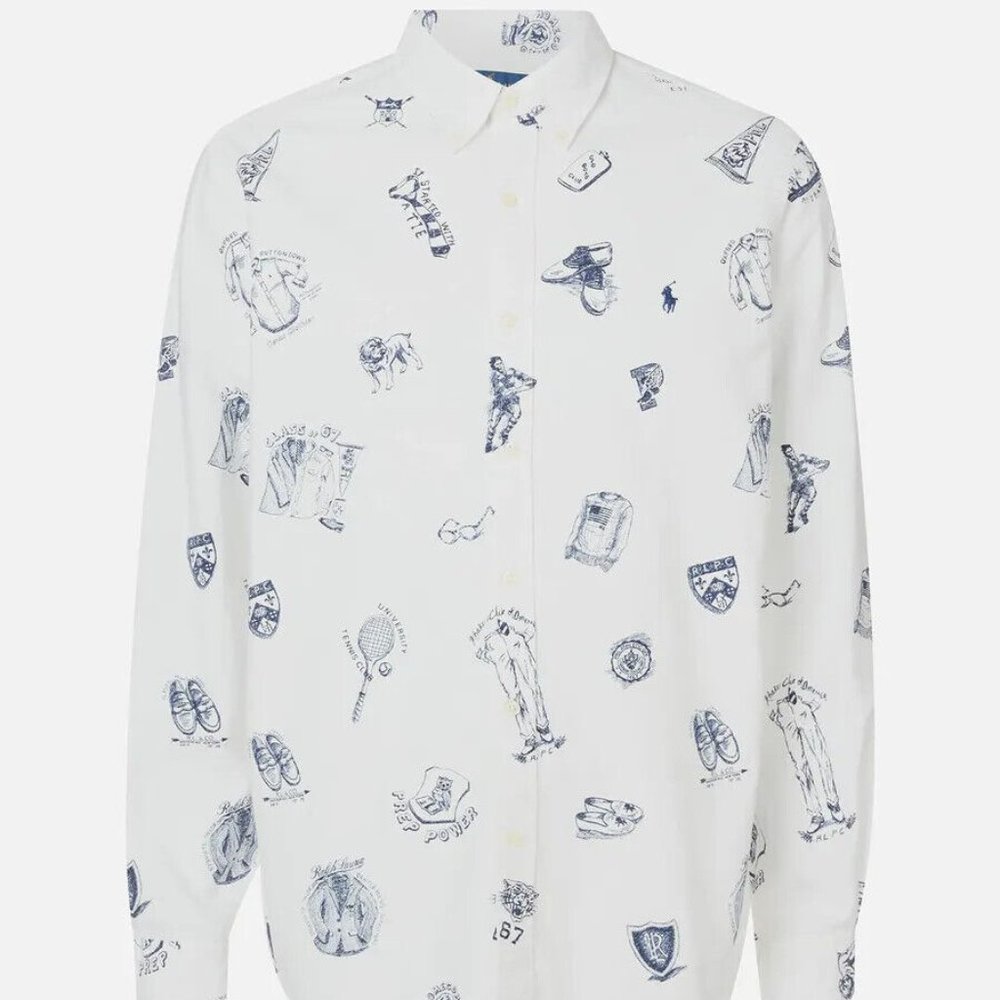 Polo Ralph Lauren USA Oxford Button Down Shirt Men's XXL - White/Navy